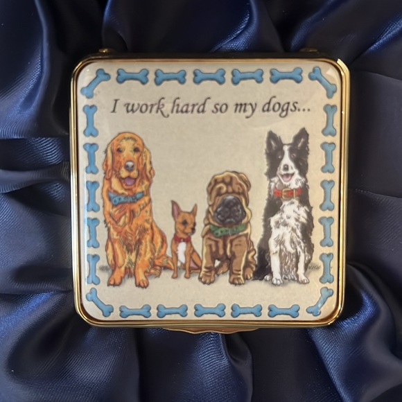 Halcyon Days I Work Hard So My Dogs Enamel Box - Picture 1 of 15